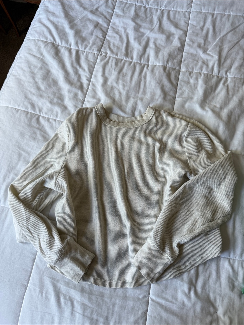 SKIMS Women’s Crewneck Waffle Long-Sleeve Top - Cream